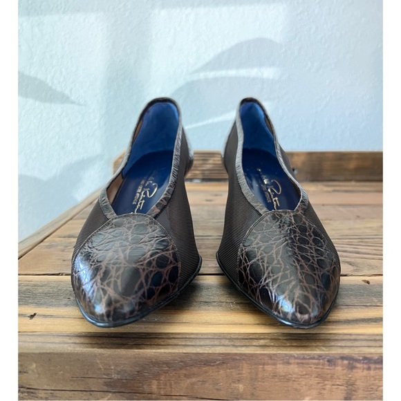 NWT Vintage - Oscar de la Renta - Brown Leather Heels 7.5B - Picture 8 of 13